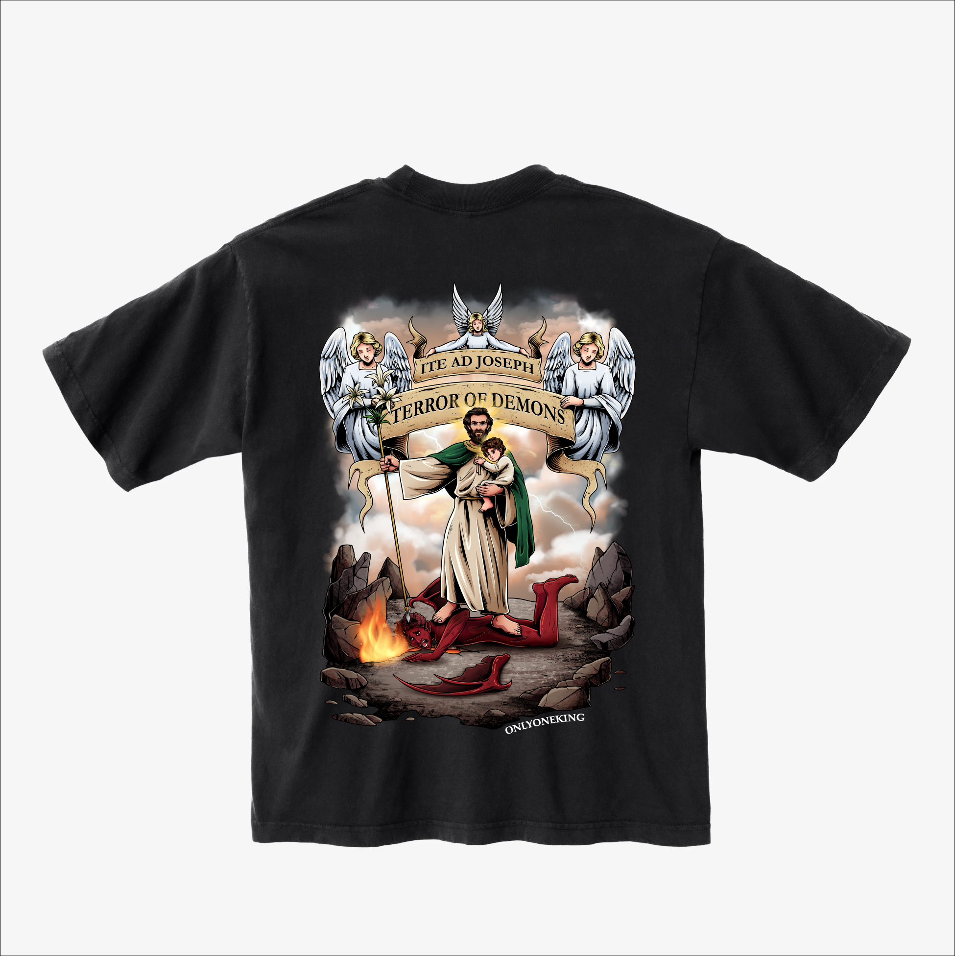 SAINT JOSEPH TERROR OF DEMONS OVERSIZED TEE – ONLY ONE KING