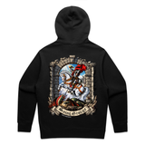 Saint George hoodie, back view