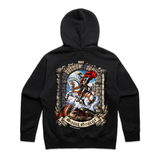 Saint George zip-up hoodie in black, back view